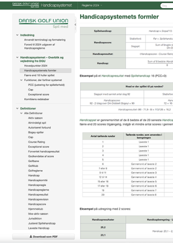Handicapreglerne 2024 i manula