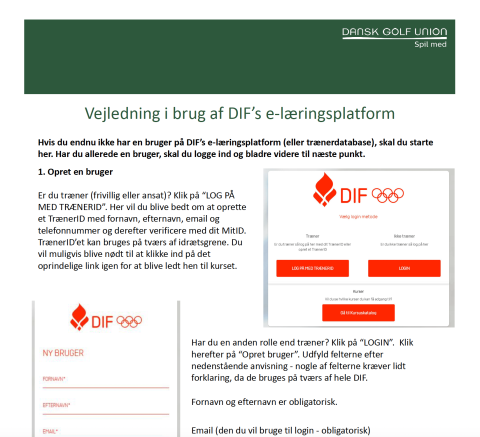 Vejledning til DIF's e-læringsplatform