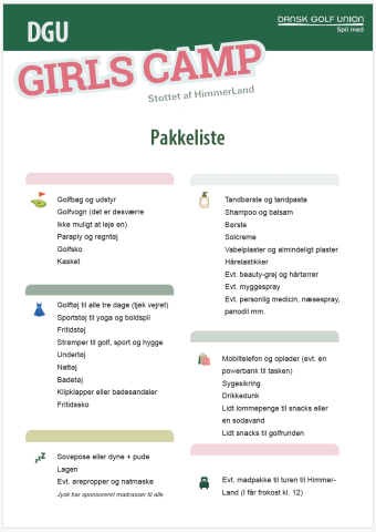 Pakkeliste Girls Camp