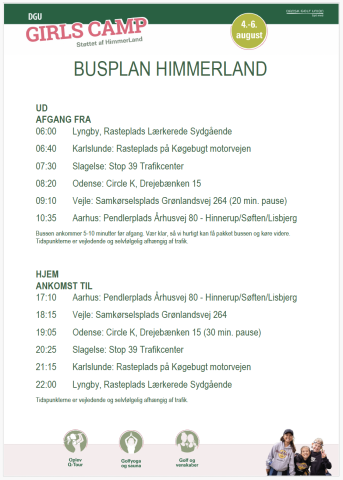 Busplan Girls Camp 2026